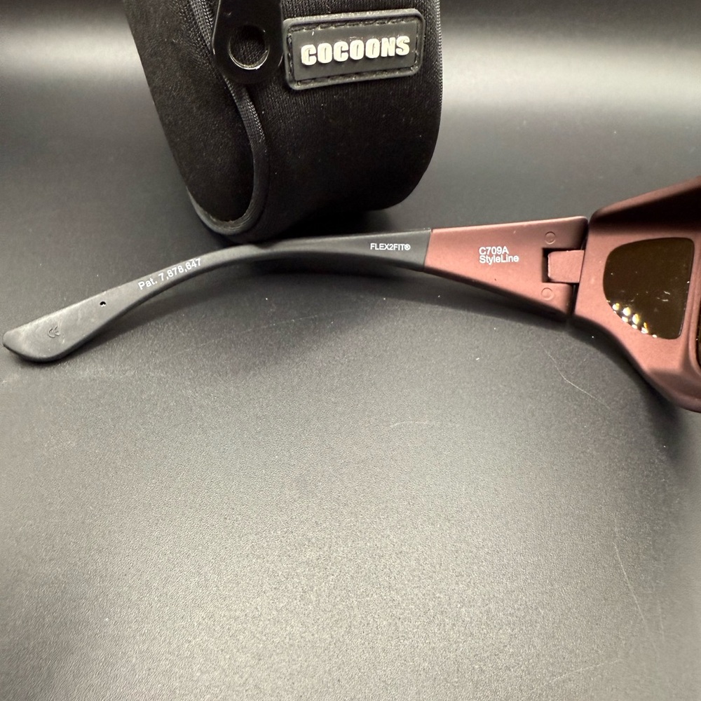 Cocoons Polarized Sunglasses Style Line (MX) Burgundy with Case Fit over - Picture 4 of 5
